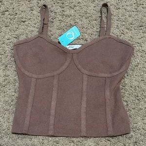 NWT Brown Ribbed Bustier Top
